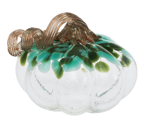 Boston International - Small Glass Pumpkin - Speckled Turquoise & Green