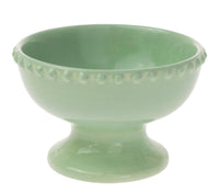 Boston International - 6" x 3.5" Ceramic Pedestal Serving Dish - Beaded Lustrous Aqua