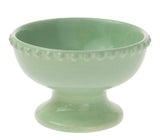 Boston International - 6" x 3.5" Ceramic Pedestal Serving Dish - Beaded Lustrous Aqua