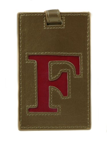 Ganz - Luggage Tag - Metallic Initial - F- Gold with Pink F