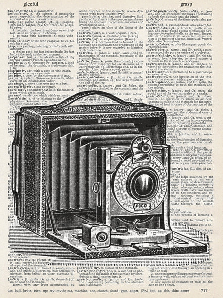 ArtNWordz -  Vintage Recycled Dictionary Print - Vintage Camera B/W