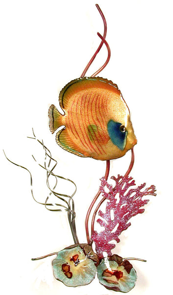 Bovano - Wall Sculpture - Golden Butterflyfish in Coral