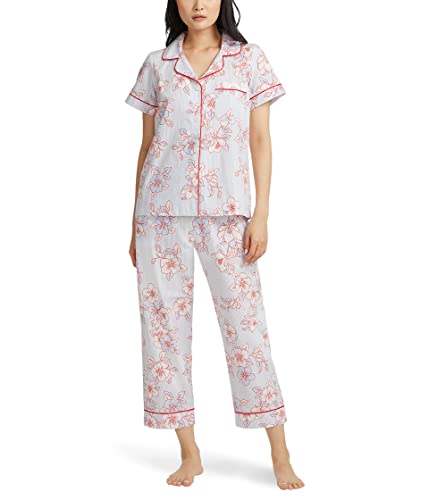 BedHead - Short Sleeve Cropped PJ Set - Courtyard Blooms - X-Small