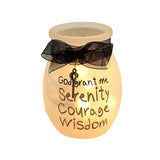 Stony Creek Serenity Pre-Lit Small Jar, 4.0inch, Glass, Lords Prayer Ribbon Frosted, Seasonal Celebration Lighting, Spi1280, Off-white, 4.00 In H X 3.25 In W X 3.00 In D