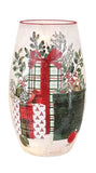 Stony Creek - Frosted Glass 5" Lighted Vase - Classic Christmas Green