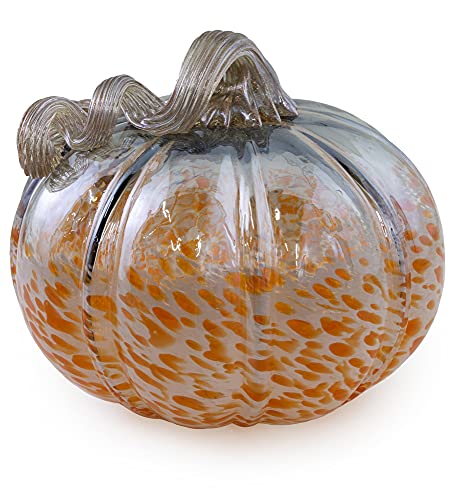 Boston International - Squat Glass Pumpkin - Grey & Orange