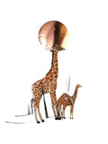 Bovano - Wall Sculpture - Single Giraffe with Sun