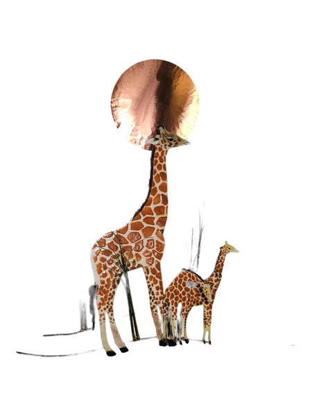 Bovano - Wall Sculpture - Single Giraffe with Sun