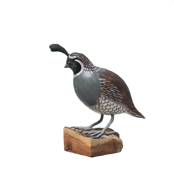 Fair Trade - Handmade Sculpture - Wood Carved California Quail