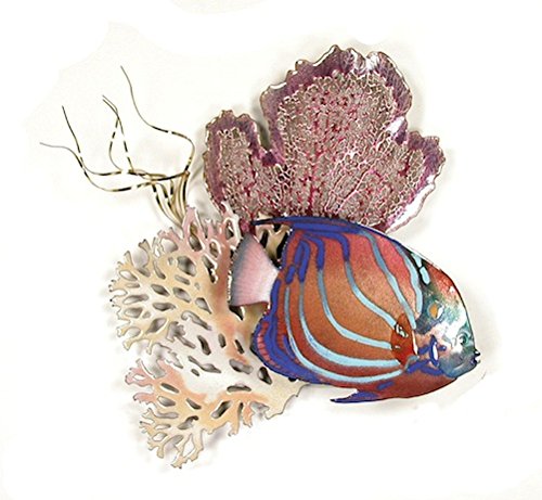 Bovano - Wall Sculpture - Blue Ring Angelfish w/ Seafans