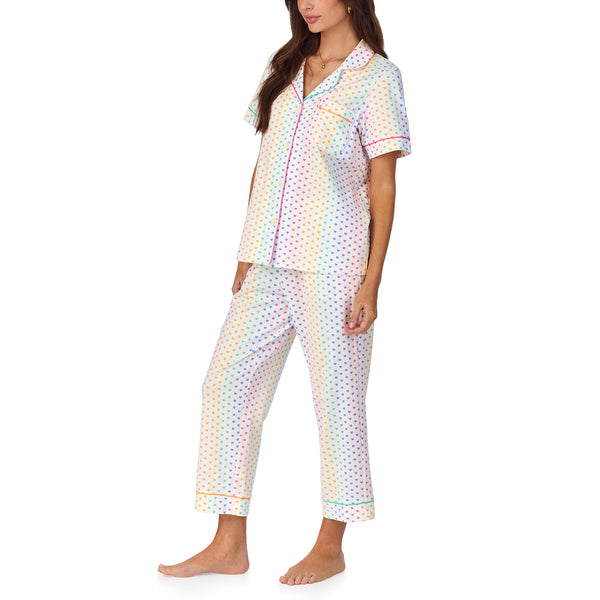 BedHead - Classic Stretch Cropped Jersey PJ Set - Cherry Hearts - Medium