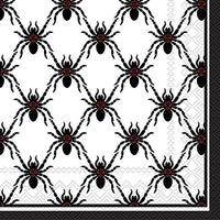 Boston International - 3-Ply 5" Cocktail Napkins - Black Spiders