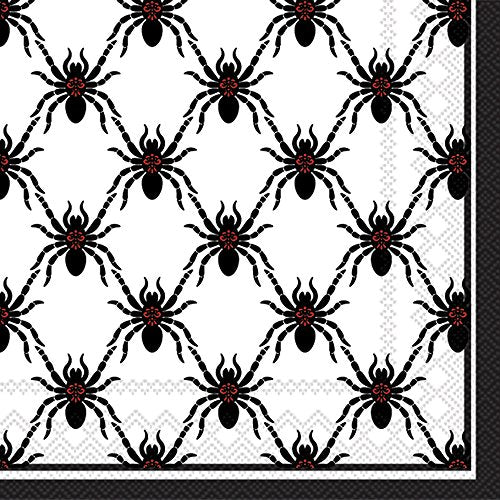 Boston International - 3-Ply 5" Cocktail Napkins - Black Spiders