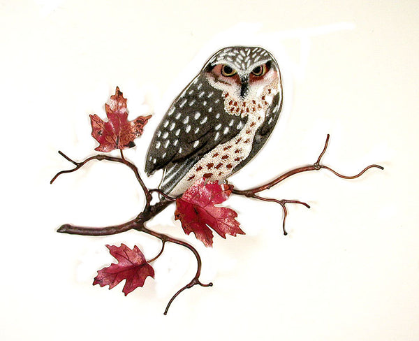 Bovano - Wall Sculpture - Owl on Maple Leaf Branch