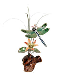 Bovano - Tabletop Sculpture - Green Winged Dragonfly & Flower