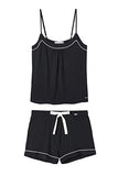 Pretty You London - Bamboo Cami Shorts PJ Set - Black - Size 12