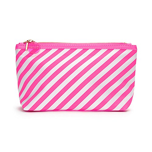 BAN.DO - Looking Good Makeup Bag - Neon Pink Ticket Stripes
