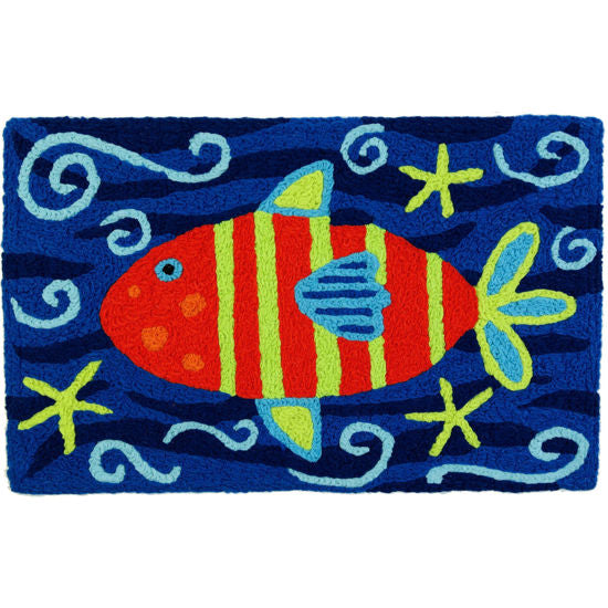 Jellybean - 30x20 Indoor/Outdoor Accent Rug - Striped Orange Fish