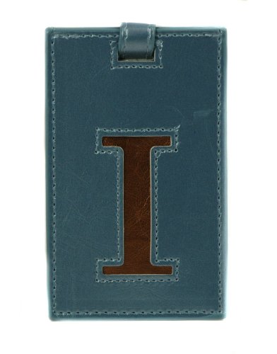 Ganz - Luggage Tag - Metallic Initial - I - Blue with Bronze I