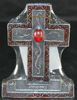 Encore - Free Standing Silver Cross with Gemstone - Red - January