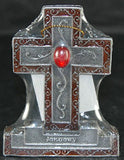 Encore - Free Standing Silver Cross with Gemstone - Red - January