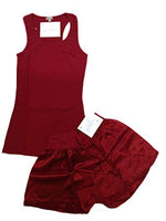 PJ Harlow - 2 Piece Set - Knit Tank & Satin Boxers - Red - Medium