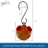 GC Gift Essentials - 8 Oz. Glass Hummingbird Feeder - Fiery Fusion