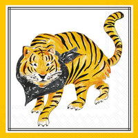 Boston International - 3-Ply 5" Cocktail Napkins 20 Count - Hometown Pride/ Black Prowling Tiger