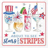 Boston International - 3-Ply 5" Cocktail Napkins 20 Count - Stars & Stripes Patriotic Cocktails