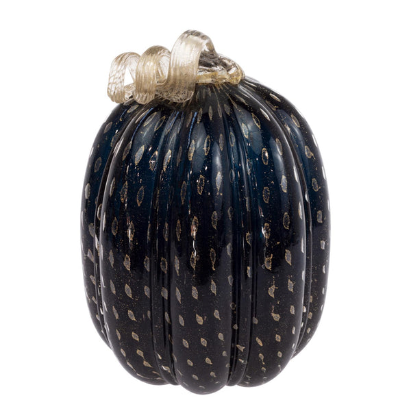 Boston International - Large Glass Pumpkin - Black & Gold