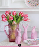 Boston International - 6" Flocked Bunny Figurine - Pink