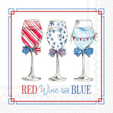 Boston International - 3-Ply 5" Cocktail Napkins 20 Count - Patriotic Wine