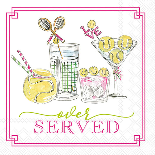Boston International - 3-Ply 5" Cocktail Napkins 20 Count - Tennis Drinks