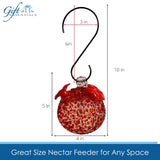 GC Gift Essentials - 8 Oz. Glass Hummingbird Feeder - Red Textured