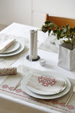 My Drap - 12 Count 18" x 12" Cotton Printed Placemats - Natural w/ Red Snowflake