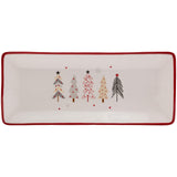 Boston International - 14.25"x6" Ceramic Christmas Platter - Festive Trees