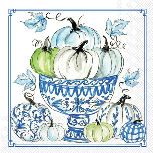Boston International - 3-Ply 5" Cocktail Napkins 20 Count - Chinoiserie Pumpkin