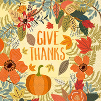 Boston International - 3-Ply 5" Cocktail Napkins 20 Count - Give Thanks Floral
