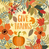 Boston International - 3-Ply 5" Cocktail Napkins 20 Count - Give Thanks Floral