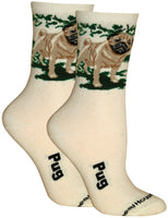 Wheel House Designs Socks - Fawn Pug On Ivory - 9-11