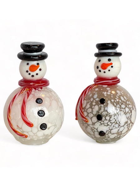 Gift Essential - Blown Glass Salt & Pepper Set - Snowmen