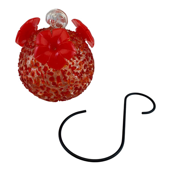 GC Gift Essentials - 8 Oz. Glass Hummingbird Feeder - Red Textured