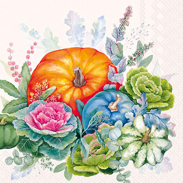 Boston International - 3-Ply 6.5" Lunch Napkins 20 Count - Colorful Pumpkin