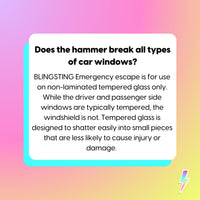 BLINGSTING - Safety Hammer - Emergency Escape Hammer for the Car