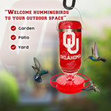 Hummer's Galore - 32 oz. Glass Hummingbird Feeder w/ UV Resistant Plastic Wrap - Oklahoma Sooners