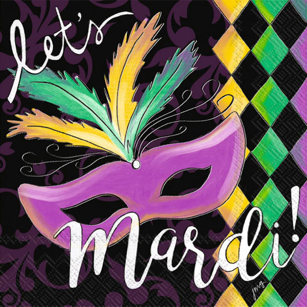 Boston International - 3-Ply 5" Beverage Napkins - Let's Mardi