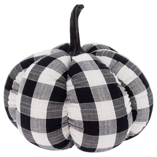 Boston International - Small Plush Pumpkin - Black & White Check