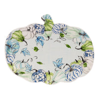 Boston International - 10" x 8" Ceramic Pumpkin-Shaped Serving Platter - Chinoiserie Pumpkins