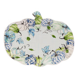 Boston International - 10" x 8" Ceramic Pumpkin-Shaped Serving Platter - Chinoiserie Pumpkins
