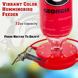 Hummer's Galore - 32 oz. Glass Hummingbird Feeder w/ UV Resistant Plastic Wrap - Georgia Bulldogs